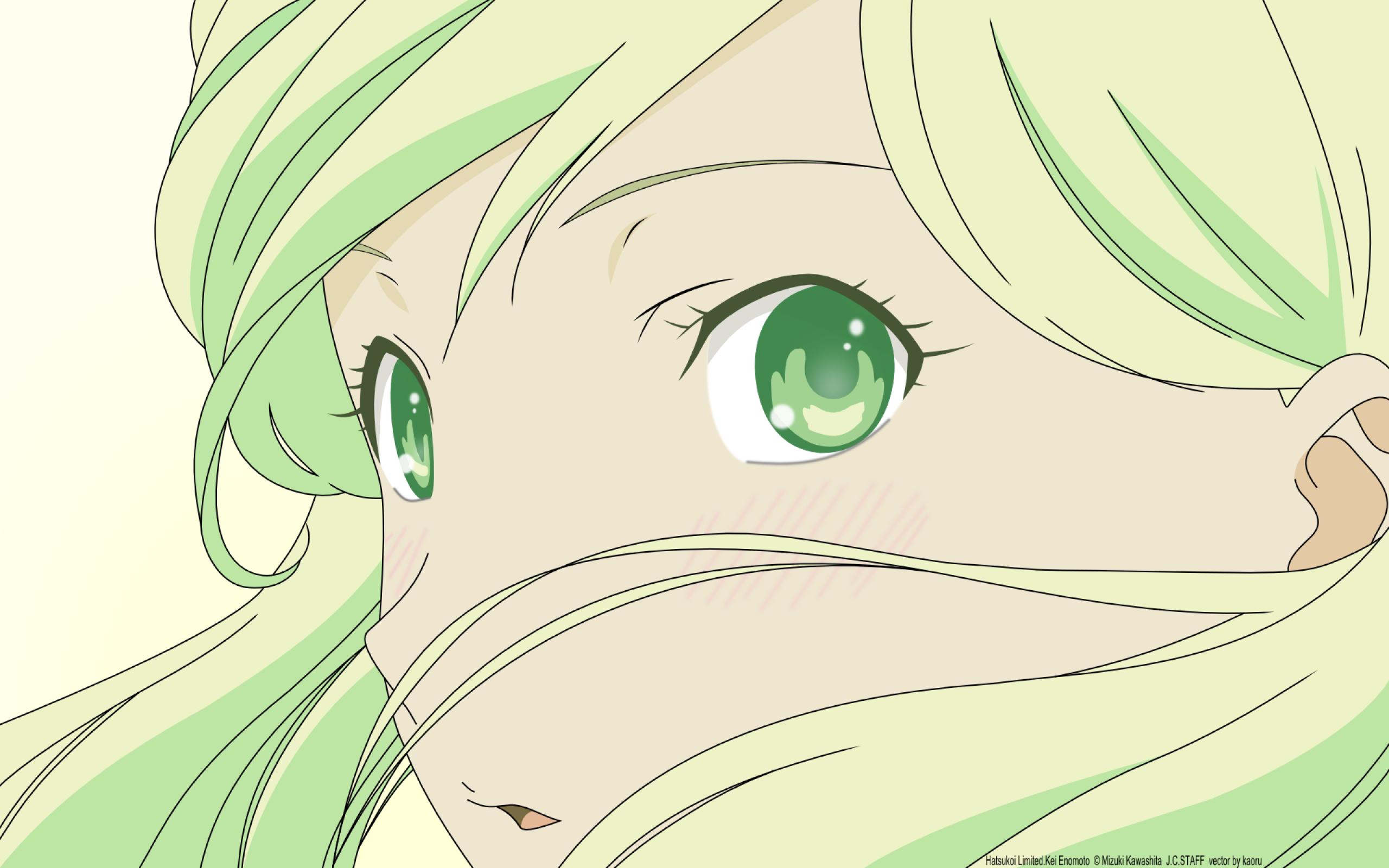 Анимешное лицо с зелёными глазами
