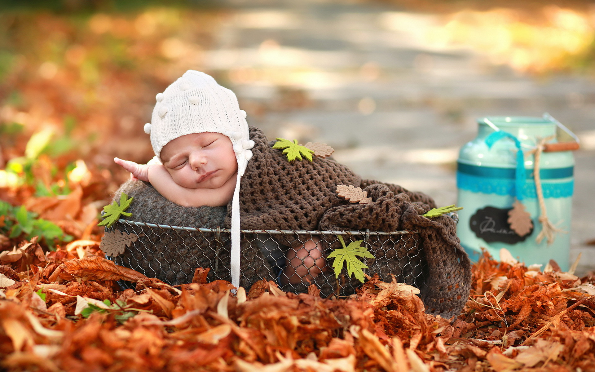 Осенняя фотосессия для новорожденных