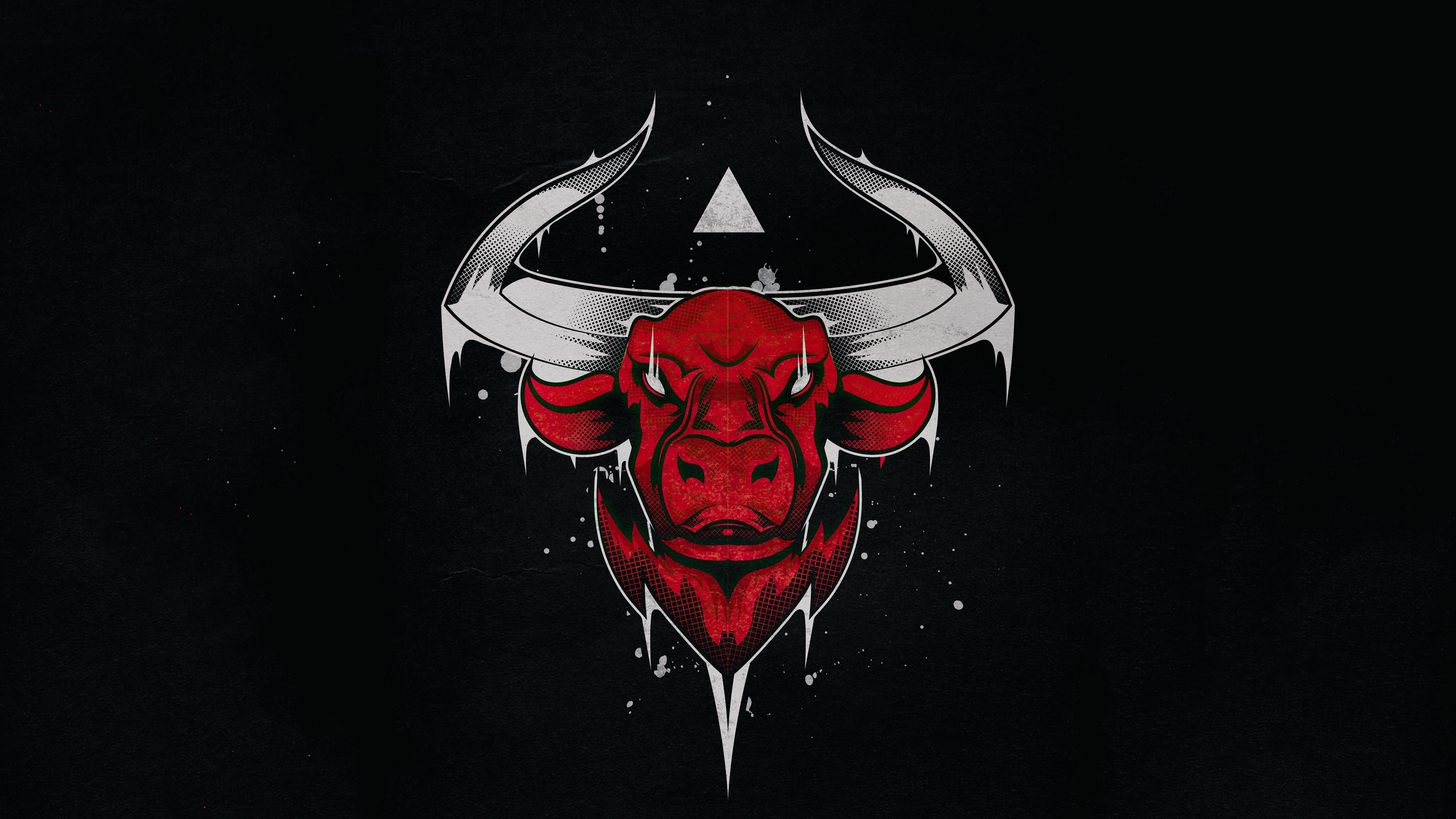 Красный бык на черном фоне