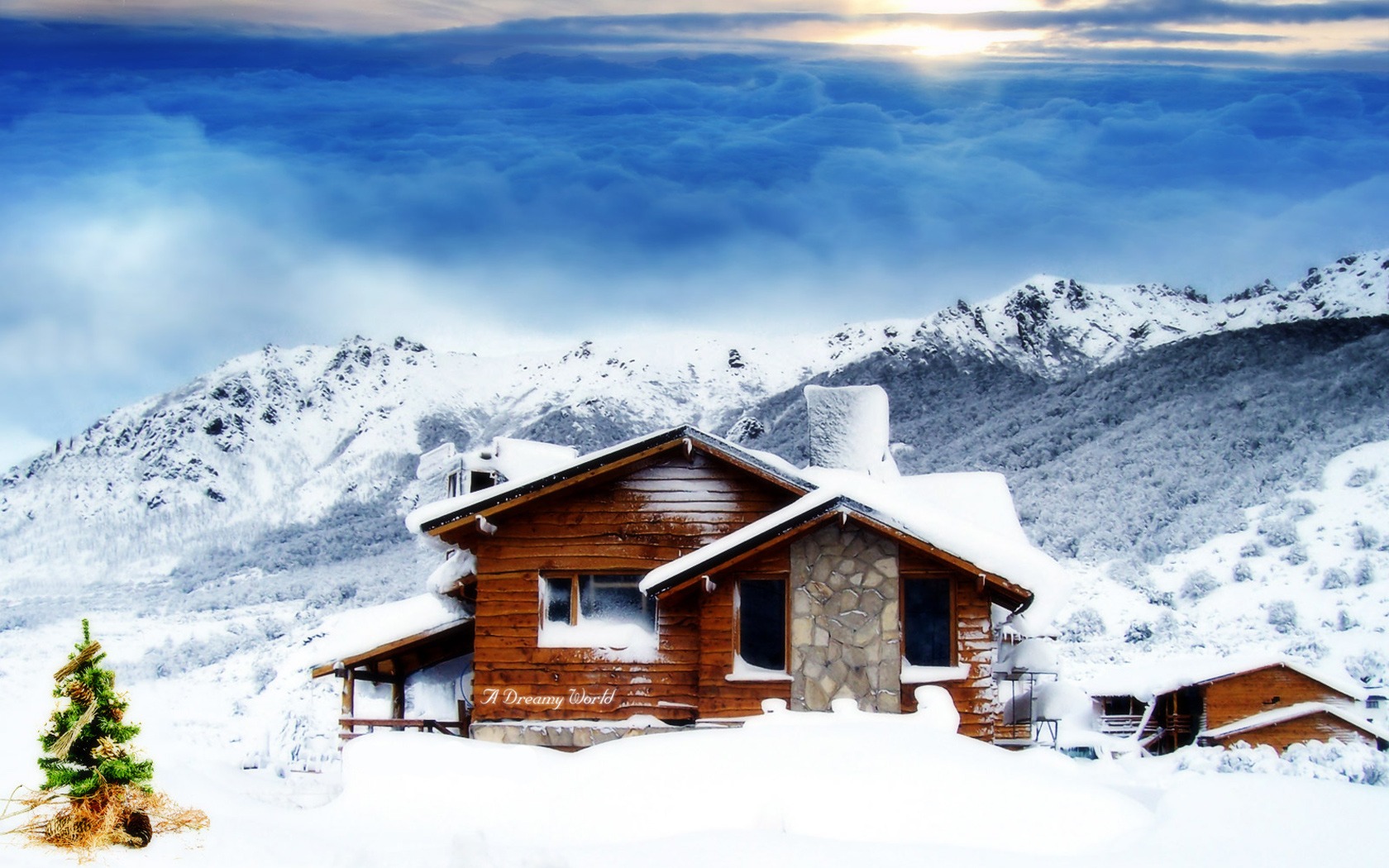 Зимний домик в горах