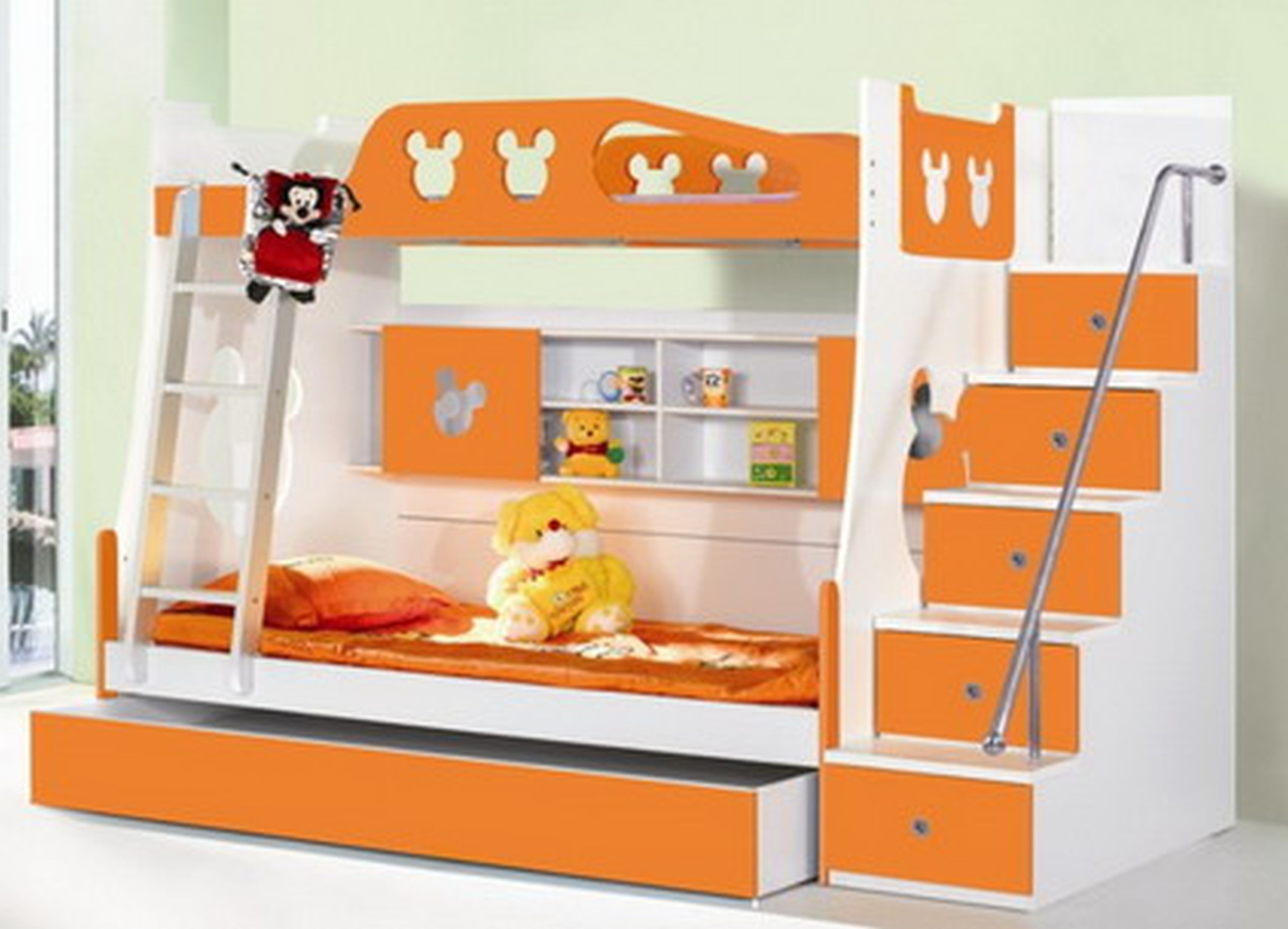 Детская двухэтажная кровать оранжевая